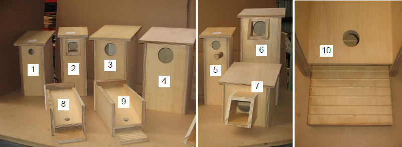 Examples of some of our range of nestboxes